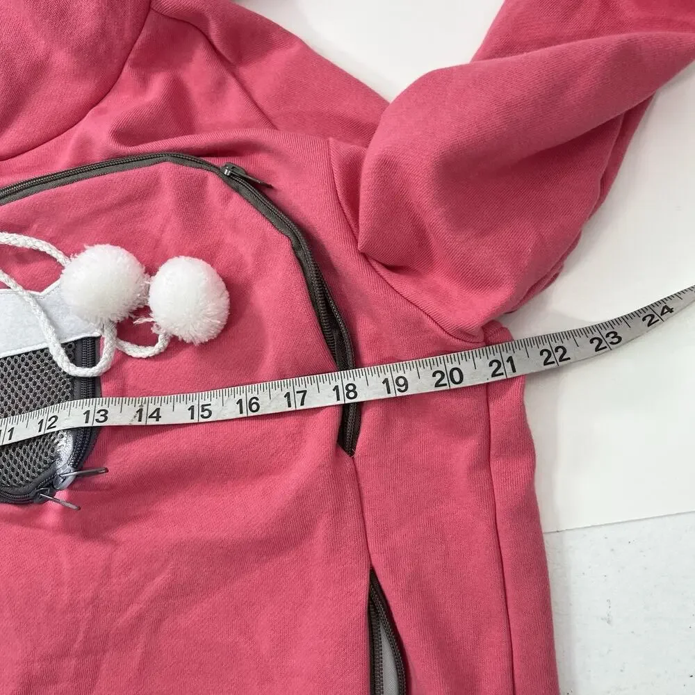 ALYC Pet Carrier Hoodie Cat Pouch Holder Sweatshirt Small Pink Pocket Pullover